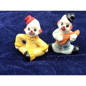 Porcelain ClownHand Painted Happy Circus  Figurines Lot‎ of 2
